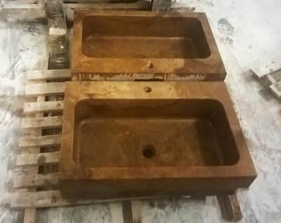 lavabo in pietra in travertino noce