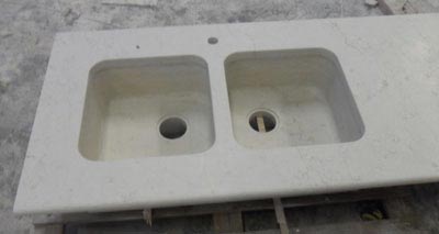 lavorazione marmo piano cucina biancone